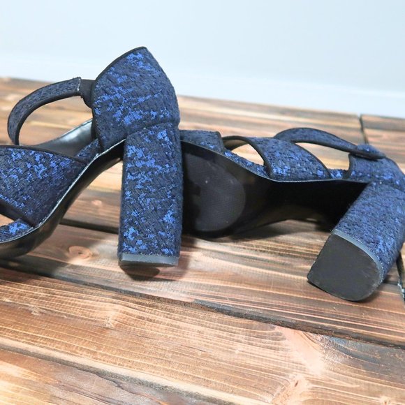 Zara Block Tapestry Heels Sandals 8 - Picture 9 of 11